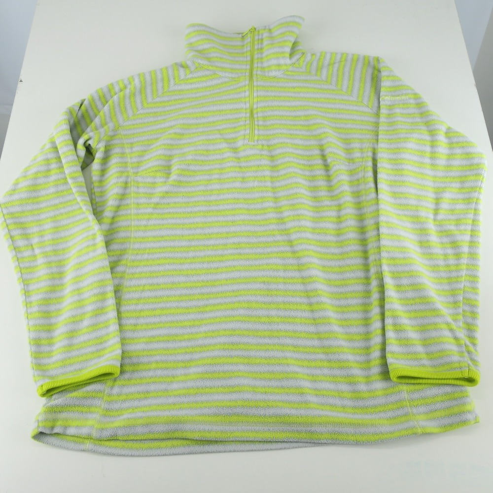 Columbia Long Sleeve Quarter Zip Fleece‎ Pullover Sweater Womens L Green Gray